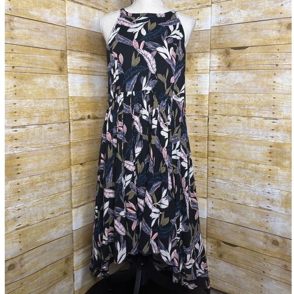 TORRID FIT & FLARE CASUAL HIGH LOW FOLIAGE PRINT HALTER STYLE DRESS SZ. 2X - Picture 1 of 3